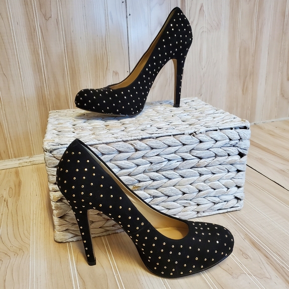 INC International Concepts Womens Black W/gold Studs Pumps Shoes Size 7 - Picture 2 of 6